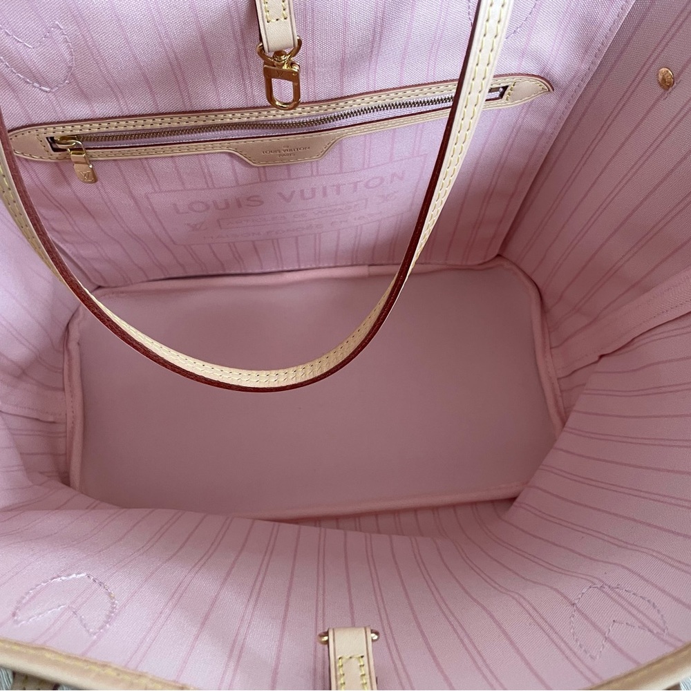 Authentic Louis Vuitton Neverfull MM Azur Rose Ballerine Tote Bag - Picture 5 of 9